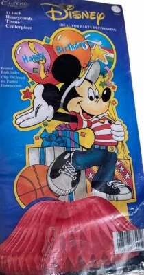 Vtg Mickey Mouse Happy Birthday Party Centerpiece Honeycomb Disney Eureka Tissue - Image 1 of 4