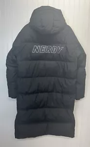 Nerdy Long Puffer Coat Duck Down Korean Streetwear Sz L - Picture 1 of 11