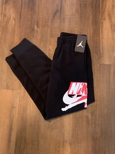 NWT Youth Medium Nike Air Jordan Jumpman Jogger Black Fleece Pants 95A434 Boys M - Picture 1 of 5