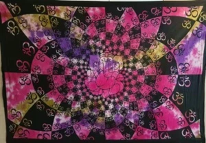 Batik Wandtuch Ganesha OM, Wandteppich Meditation Wandbehang Tagesdecke Überwurf - Bild 1 von 1