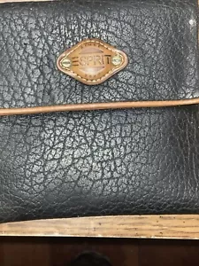 Vintage ESprit Tri Fold Wallet Leather Black & Brown - Picture 1 of 13