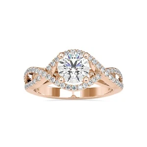 Stunning 1.50 Carats Round Certified Lab Grown Diamond Engagement Ring 10k Gold - Picture 1 of 12