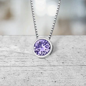 .50 ct. Genuine Alexandrite Bezel Pendant Slider Necklace in Sterling Silver - Picture 1 of 3