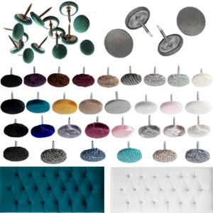 Covered Fabric Buttons Nail Back Upholstery Headboards Sofas Button 30L/18mm. - Picture 1 of 48