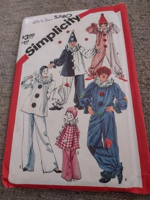 Simplicity Clown Costume Halloween Boys/Girls Size 2-4 #5740 Mime UNCUT  - Image 1 of 2
