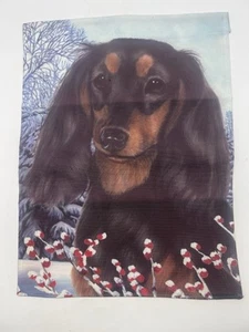 Long Hair Daschund Winter Small Outdoor Garden Flag, Dog Pet Lover Gift, 11"x14" - Picture 1 of 8