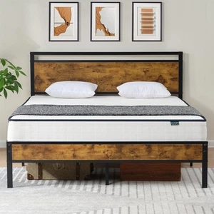 Queen Bed Frame with Modern Wood Headboard & Footboard, Upgraded Heavy Duty M... - Picture 1 of 6
