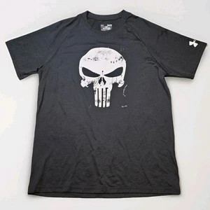 Under Armour Punisher HeatGear Loose Fit Gym T Shirt Mens Medium Black Marvel - Picture 1 of 9