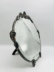 Espejo de mesa antiguo 925 plata ovalado espejo de maquillaje Art Déco Art Nouveau Ø 30 cm - Imagen 1 de 13