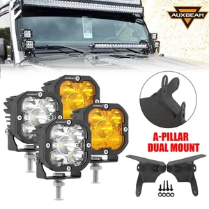 4pcs 3" LED Driving Fog Light Pods + 1x Mount Bracket For Jeep Wrangler JL 18-23 - Picture 1 of 12
