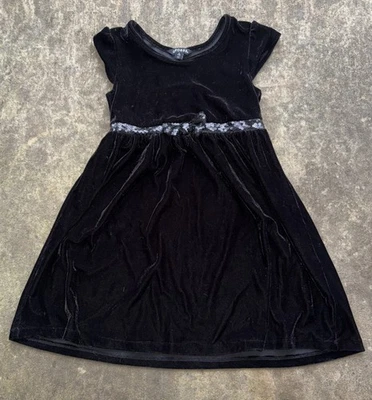 Vestido George Niñas Talla M (7/8) Negro Terciopelo Lentejuelas Pajarita Elegante Foto 1 de 4