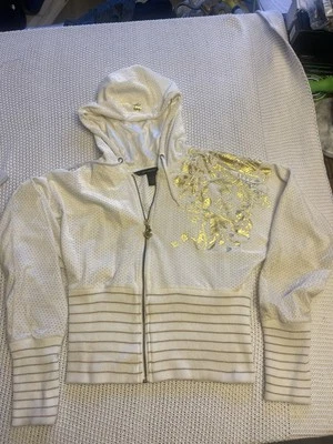 Rocawear Ribbed Crop Jacket Women’s Large Vintage Cream And Gold Zip Up Rocawear - Image 1 of 4