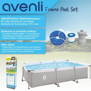 Frame Pool 300 x 207 x 65 Set Gartenpool Aufstellpool Schwimmbad grau mit Pumpe - Bild 1 von 15