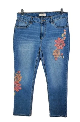 Jeans Dittos Floral Bordado Flores Azul Talla 14 Hippy Elastizados Rectos  Foto 1 de 4