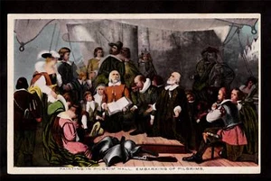 Einschiffungskunst in der Pilgerhalle Massachusetts Postkarte - Bild 1 von 1