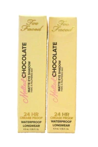 2 sombras de ojos mate chocolate derretido Too Faced crema de cacao 0,16 OZ cada una NUEVA - Imagen 1 de 3