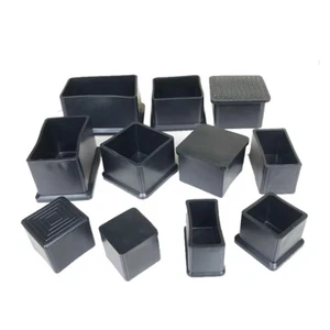Tapas protectoras de patas cuadradas antiarañazos para silla de PVC negro 19 mm-100 mm - Imagen 1 de 8