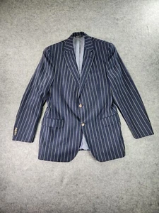 Peter Carland Blazer Jacket Men 42L Blue Stripe Linen Silk Wool Sport Coat - Picture 1 of 12