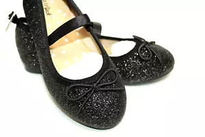 Girls' Glitter Sparkle Slip-On Ballet Flats Black Toddler Size 9 Shoes - Picture 1 of 3