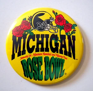 1992 University of Michigan Wolverine 78th Rose Bowl Game 3 1/4" Pinback Button - Picture 1 of 2