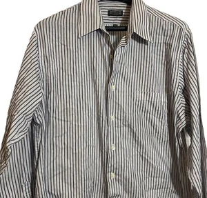 Arrow Shirt Men’s Long Sleeve Button Up Gray Striped Dress Shirt Wrinkle Free XL - Picture 1 of 10