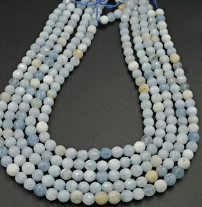 NELLYS B Grade Aquamarin 128 Facetten Strang Perlen Edelsteine facettiert - Bild 1 von 1