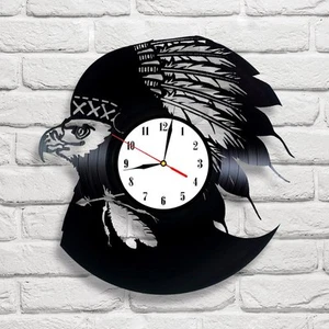 Eagle Falcon design vinyl record wall clock, home art office shop pub  - Picture 1 of 1