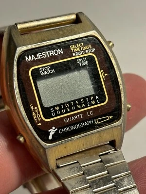vintage Majestron Digital LCD Chronograph Wrist Watch Mens Needs Battery rare - Image 1 of 4