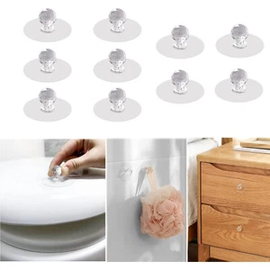 Crystal Cabinet Knobs Self-Adhesive No Drill Pulls Handles for Wardrobe Cupboard - Picture 1 of 14