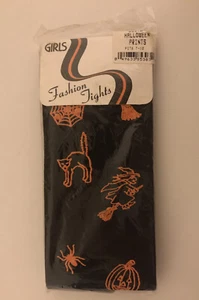 Medias de Halloween para niñas talla 7-10 negras naranjas gato araña calabaza bruja - Imagen 1 de 6