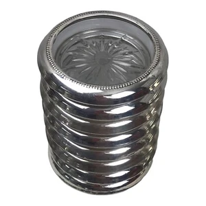 Sottobicchieri da vino Frank M. Whiting B-I argento sterling taglio bordo vetro Sunburst 8 U8 - Foto 1 di 7