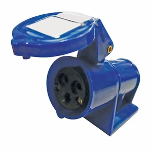 230 Volt Blue 16 Amp 3 Contact High Current Angled OUTLET Wall Mount Socket - Picture 1 of 3