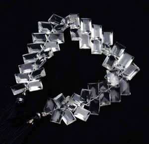 Rock Crystal Quartz Gem Faceted Slice Shape Beads 7" 132Cts. Jewelry Supplies - Picture 1 of 5