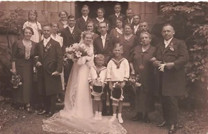 RPPC ~European Bride with Large Wedding Party & Family - 1937, unsure of country - Picture 1 of 2