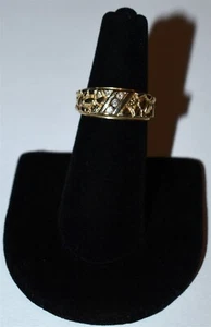 14 Karat Gelbgold Nugget Band mit 3 Diamanten ~ Größe 5,5 & 4,8 gr - Bild 1 von 12
