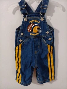 Vintage Kleinkind Jungen Größe 0-3 Monate Denim Overall Fußball Motiv süß! - Bild 1 von 6
