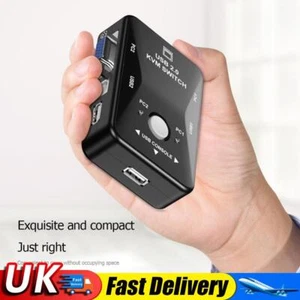 HW1701 Manual KVM Switch 2 in 1 Out VGA Splitter Box for Keyboard Mouse Monitor - Afbeelding 1 van 8