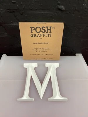 POSH GRAFFITI Decorative White Wooden Letter M Measures 9 Inch - image 1 of 4