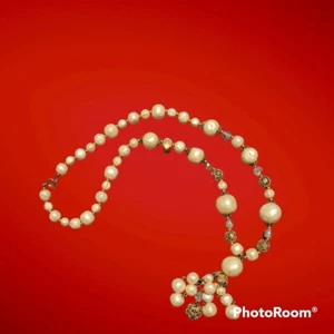 Collar Colgante Borla De Colección Imitación Perla AB CRISTAL Tono Dorado Filigrana Cuentas - Imagen 1 de 5