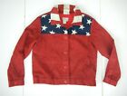 COLDWATER CREEK Red American Flag UNITED STATES USA JACKET Coat Sz Women's P/M