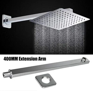 16" 40cm Square Ceiling Rain Shower Head Chrome Wall Mounted Extension Arm B383 - Picture 1 of 9