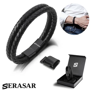 SERASAR, „Double“ Lederarmband für Männer, Geburtstagsgeschenk für Bruder - Picture 1 of 36