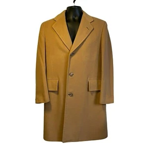 Kingana Styled For Woolf Brothers Cashmere Camel 3 Button Topcoat Vintage Mens M - Picture 1 of 12