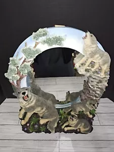 Wolf Pack In The Forest Ceramic Resin Large Country Hunters Home Decor Mirror - Picture 1 of 11
