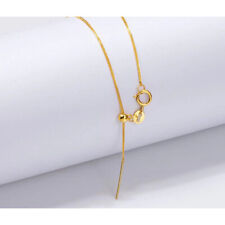 18K Solid Gold Chopin Chain Necklace Needle Beautiful Charm Jewelry Adjustable