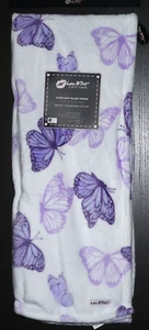 NEW Luv Betsey Johnson 50"x70" Soft White Throw Blanket Butterfly Butterflies