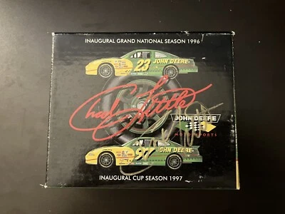 1996 & 1997 AUTOGRAPHED Chad Little John Deere 1:64 NASCAR two-car set in tin - Image 1 of 3