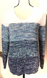 Croft & Barrow Blue V Neck Cotton Sweater Long Sleeve Sz L Large. T1 - Picture 1 of 5