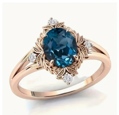 Anillo Azul Teal Vintage Look Joyería de Moda NUEVO Envío Gratis TALLA 9 Foto 1 de 4