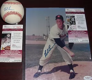 Bob Lemon Signed Auto ROAL Baseball + 8x10 Photo JSA Cleveland Indians HOF - Picture 1 of 4